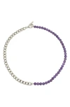 Rebl Gender Inclusive Half Cuban Half Beaded Chain Necklace