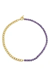 Rebl Gender Inclusive Half Cuban Half Beaded Chain Necklace
