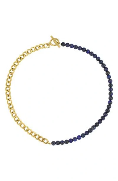 Rebl Gender Inclusive Half Cuban Half Beaded Chain Necklace In Gold