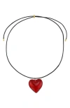 Rebl Gender Inclusive Heart Pendant Necklace In Red