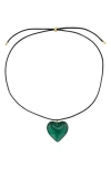 Rebl Gender Inclusive Heart Pendant Necklace In Green