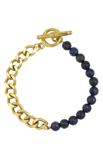 Rebl Gender Inclusive Lapis Cuban Link Bracelet