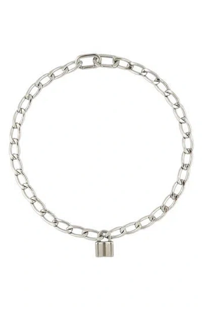 Rebl Gender Inclusive Lou Lock Pendant Necklace In Metallic