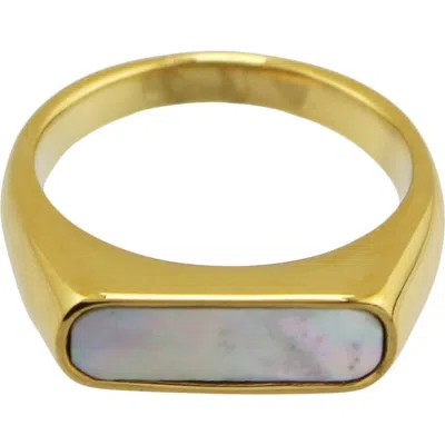 Rebl Gender Inclusive Mother-of-pearl Ring In Gold