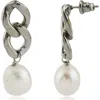 Rebl Gender Inclusive Ramesses Faux Pearl Drop Earrings In Metallic