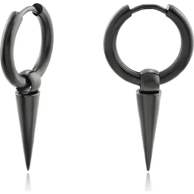 Rebl Gender Inclusive Rowan Spike Drop Earrings In Gunmetal
