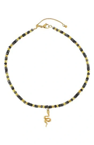 Rebl Gender Inclusive Snake Pendant Beaded Necklace