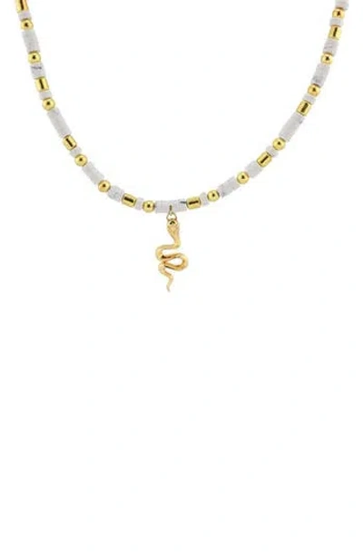 Rebl Gender Inclusive Snake Pendant Beaded Necklace