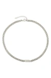 Rebl Gender Inclusive Stone Curb Chain Necklace In Silver