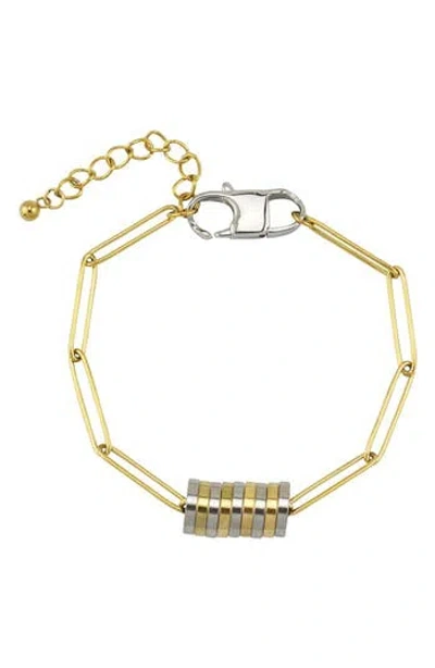 Rebl Gender Inclusive Two-tone Disc Chain Bracelet In Gold