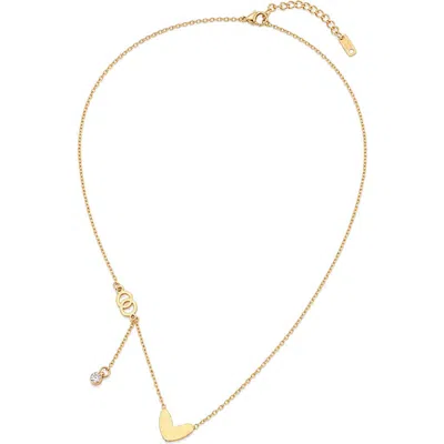 Rebl Heart & Cubic Zirconia Pendant Necklace In Gold