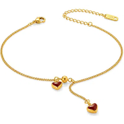 Rebl Heart Charm Drop Anklet In Gold