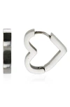 Rebl Heart Huggie Hoop Earrings In Silver