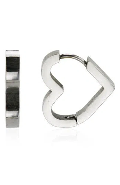 Rebl Heart Huggie Hoop Earrings In Metallic