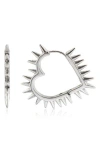 Rebl Heart Of Thorn Spiked Hoop Earrings In Silver