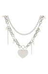 Rebl Heart Pendant Layered Chain Necklace