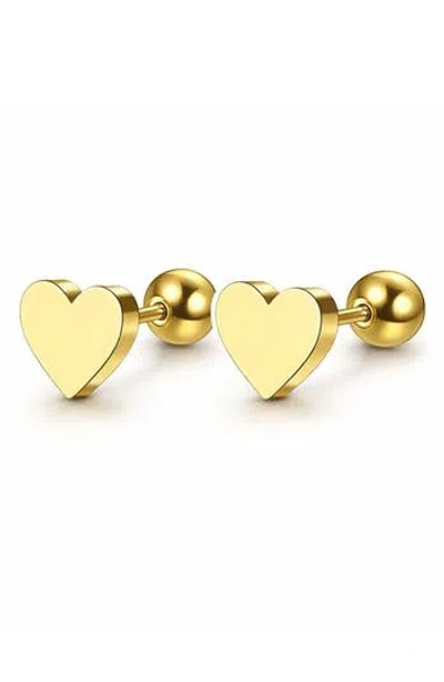Rebl Heart Stud Earrings In Gold