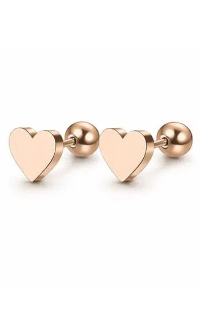 Rebl Heart Stud Earrings In Gold