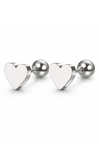 Rebl Heart Stud Earrings In Metallic