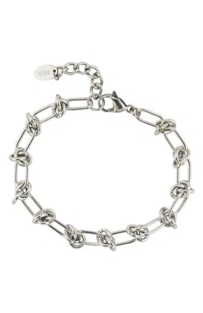 Rebl Knot Chain Bracelet In Silver