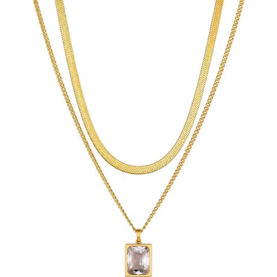 Rebl Layered Crystal Pendant Necklace In Gold