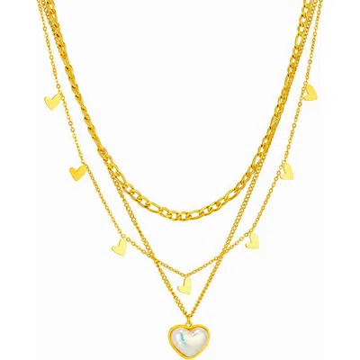 Rebl Layered Heart Charm Necklace In Gold