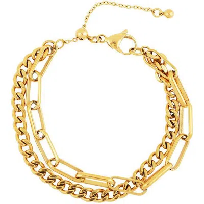 Rebl Layered Paperclip Bracelet In Gold