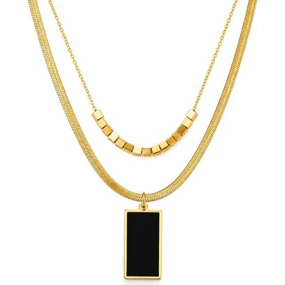 Rebl Layered Pendant Necklace In Gold/black