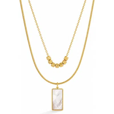 Rebl Layered Pendant Necklace In Gold/white