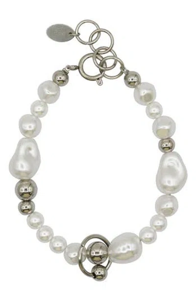Rebl Liquid Faux Pearl Bracelet In Silver