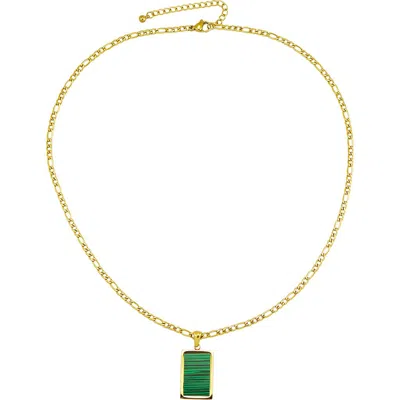 Rebl Malachite Pendant Necklace In Gold