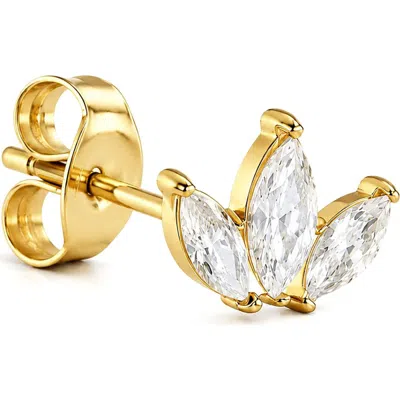 Rebl Marquise Leaf Cubic Zirconia Stud Earrings In Gold