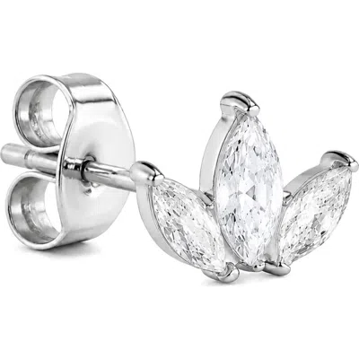 Rebl Marquise Leaf Cubic Zirconia Stud Earrings In Silver