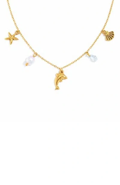 Rebl Ocean Charm Necklace In Gold
