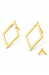 Rebl Open Chevron Jacket Earrings In Gold