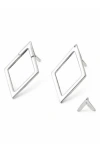 Rebl Open Chevron Jacket Earrings In Silver