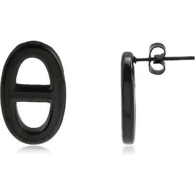 Rebl Oval Link Stud Earrings In Black