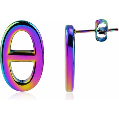 Rebl Oval Link Stud Earrings In Rainbow