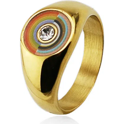 Rebl Rainbow Signet Ring In Gold