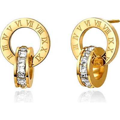 Rebl Roman Numeral Cubic Zirconia Drop Stud Earrings In Gold