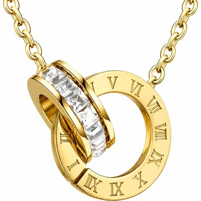 Rebl Roman Numeral Cubic Zirconia Pendant Necklace In Gold
