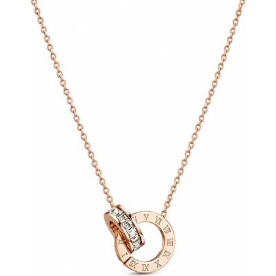 Rebl Roman Numeral Cubic Zirconia Pendant Necklace In Rose Gold