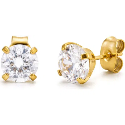 Rebl Round Cut Cubic Zirconia Stud Earrings In Gold