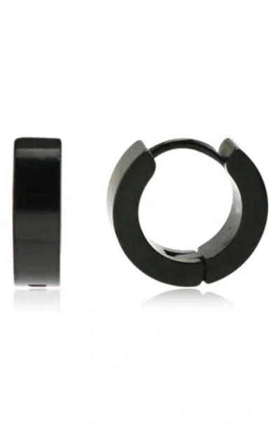 Rebl Round Huggie Hoop Earrings In Black
