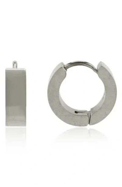 Rebl Round Huggie Hoop Earrings In Silver