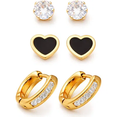 Rebl Set Of 3 Assorted Earrings In Black