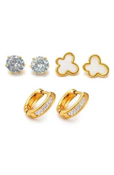 Rebl Set Of 3 Assorted Earrings In White