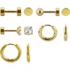 Rebl Set Of 5 Stud & Hoop Earrings