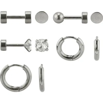 Rebl Set Of 5 Stud & Hoop Earrings