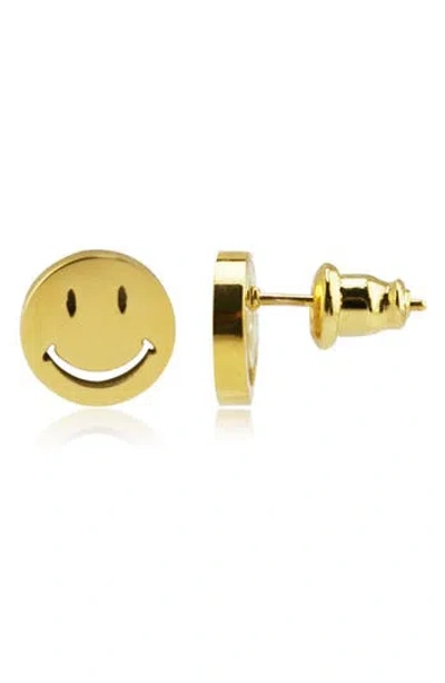 Rebl Smiley Face Stud Earrings In Gold